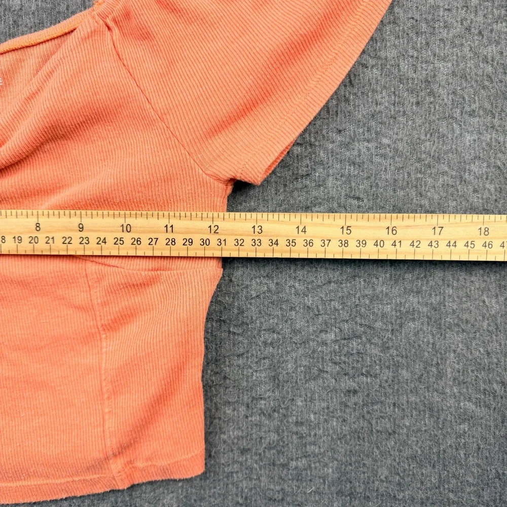 American Eagle Women's XS Orange Ribbed‎ Ruched Front Flutter Sleeve Crop Top